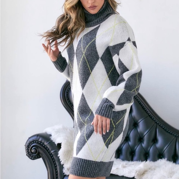 NWT Charcoal combo Sweater Dress - Picture 2 of 5